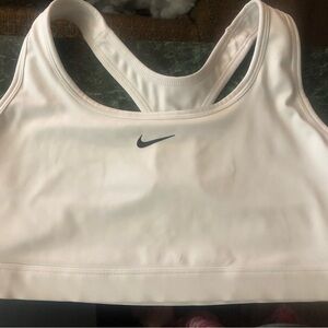 Nike White Racerback Sports Bra with Black Swoosh